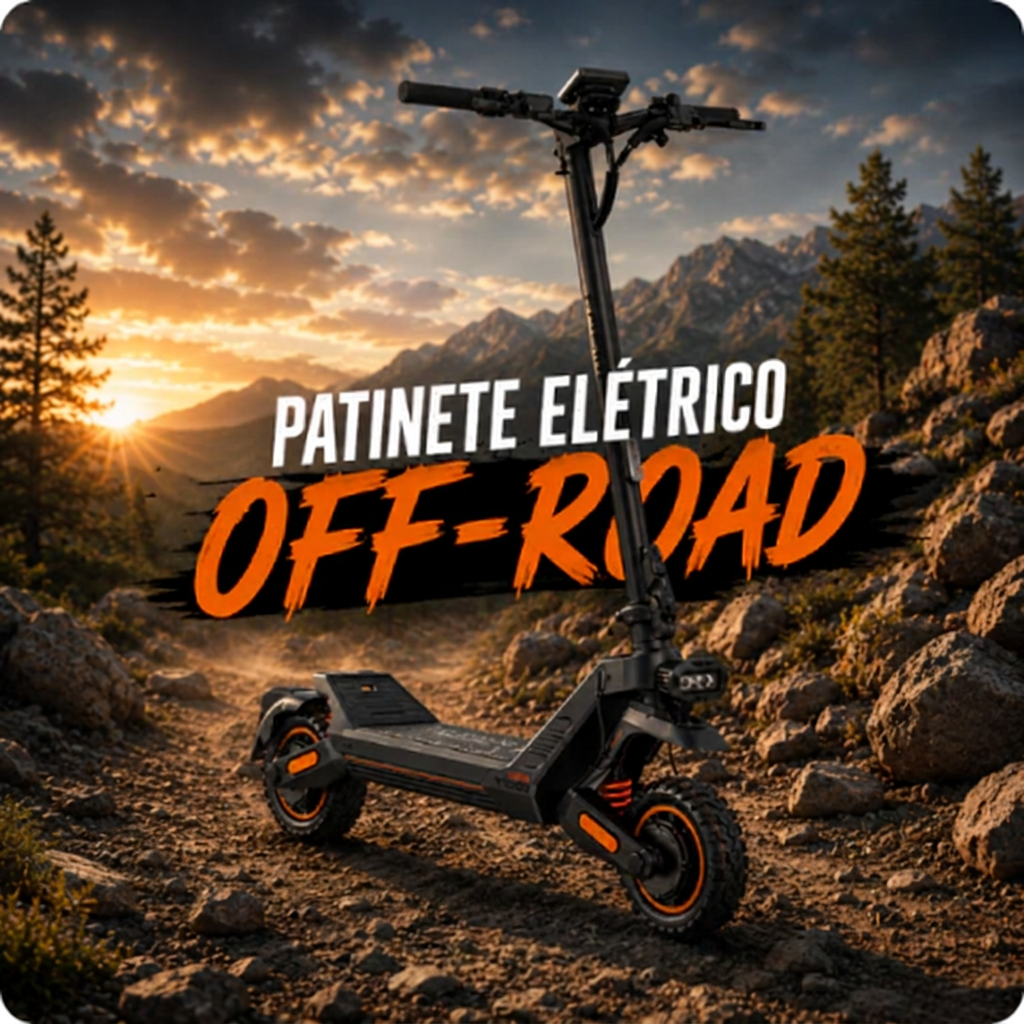 Patinete elétrico off-road ENGWE em trilha ao pôr do sol